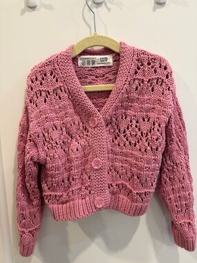 Primark 4T Pink Openwork Knit Button-Front Cardigan
